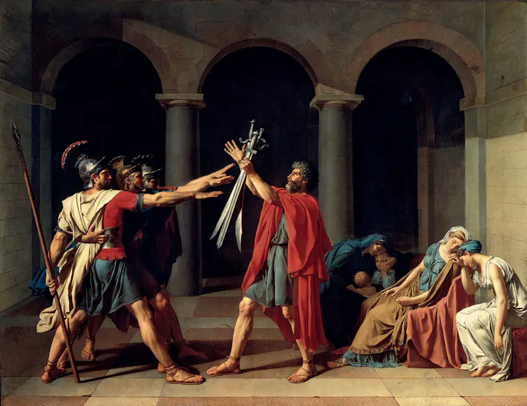 Print of Jacques-Louis David's painting The Oath of the Horatii