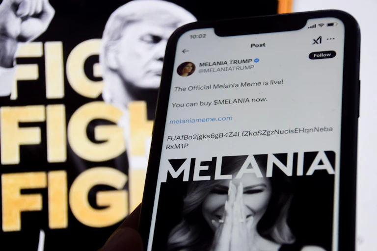 screens showing donald and melania trump