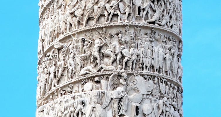 Marco Aurelio lived as a thinker, however dominated the emperor 3 Detail of the Marco Aurelio column in which you can see how the despication of the enemy can be seen.