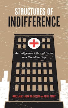 Book cover with a stylized drawing of a hospital