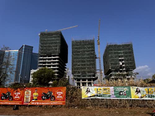 Large-scale construction in Sihanoukville, Cambodia.