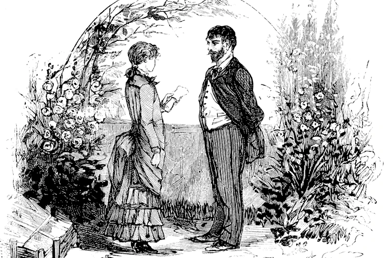 Une femme et un homme parlent.