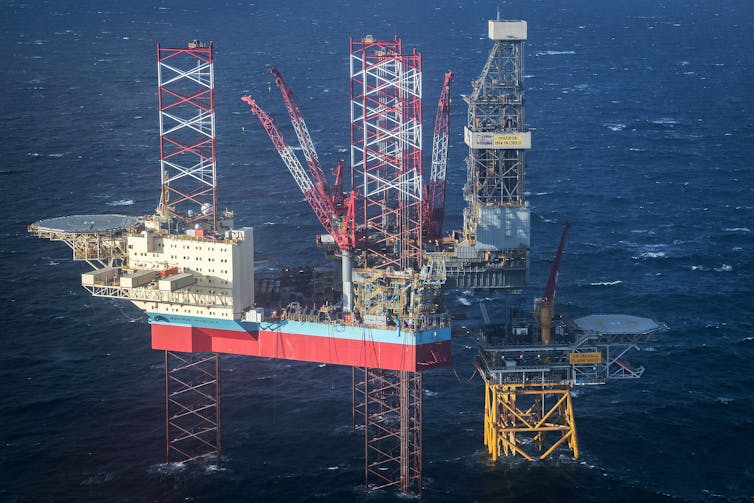 an oil rig in the North Sea