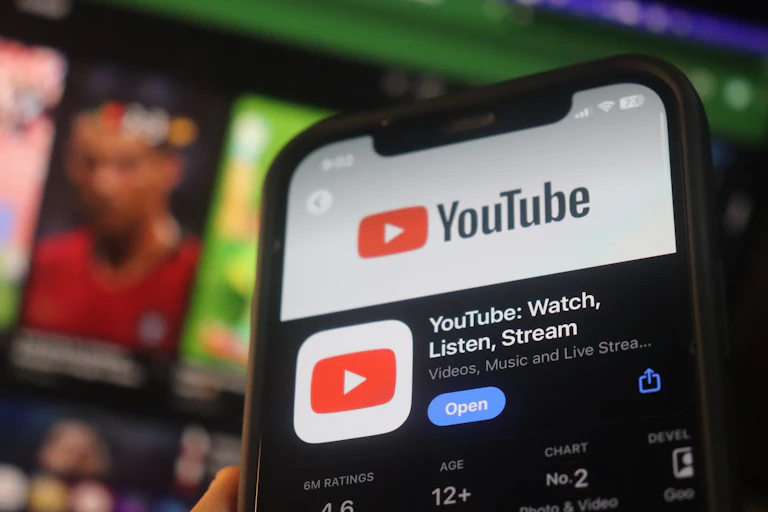 A smartphone displaying the youtube app