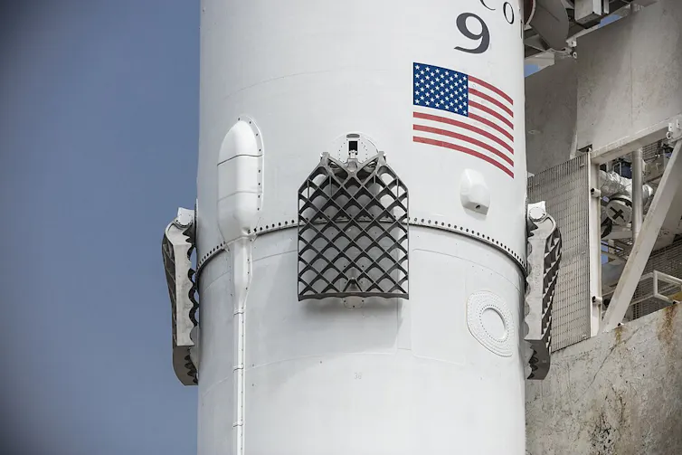 Lattice fins on a Falcon 9 rocket.