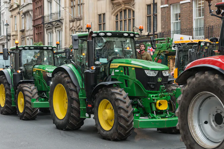 Tractors in London street.
