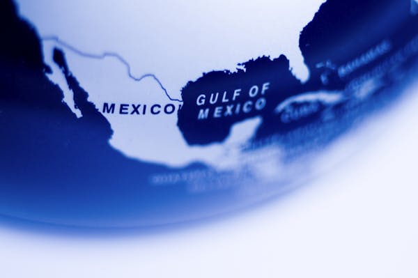 Map of the U.S. and Mexico featuring the Gulf of Mexico