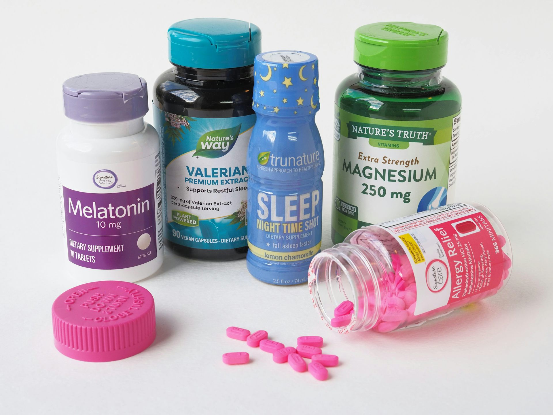 A variety of over-the-counter sleeping pills.