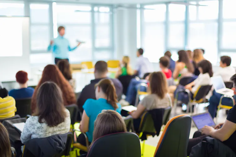 Adults attending class