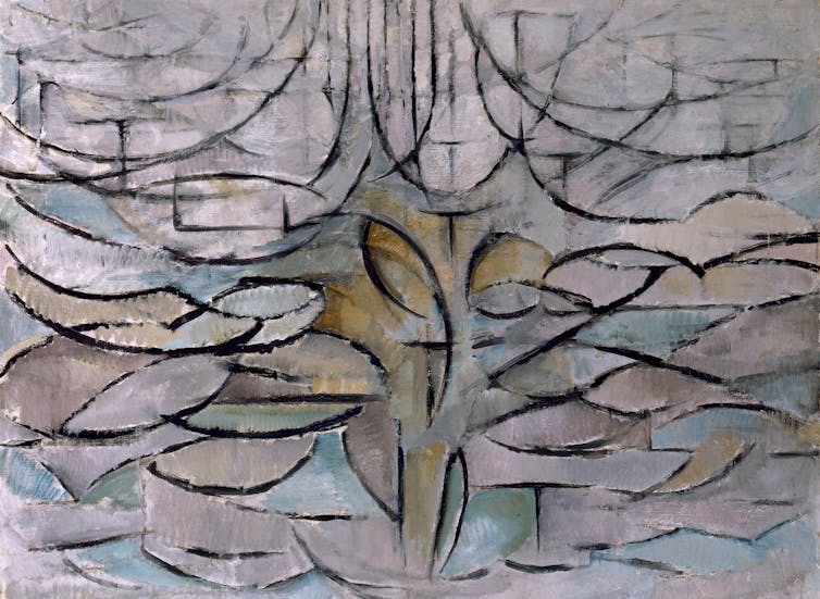The same apple tree as Gray Tree, but using lines of a fixed thickness. Most viewers do not immediately perceive a tree.