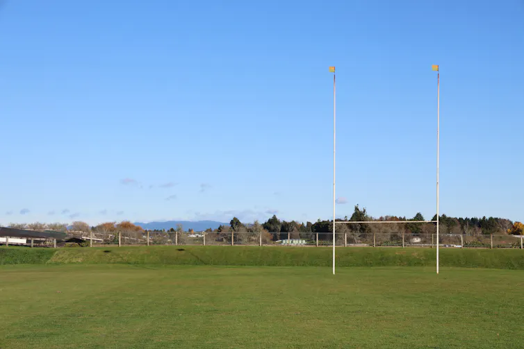 rugby field with goal posts in foreground