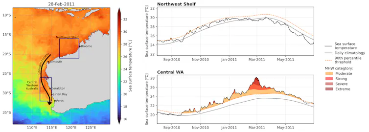 figure showing the 2010-11 marine heatwave in Western Australia