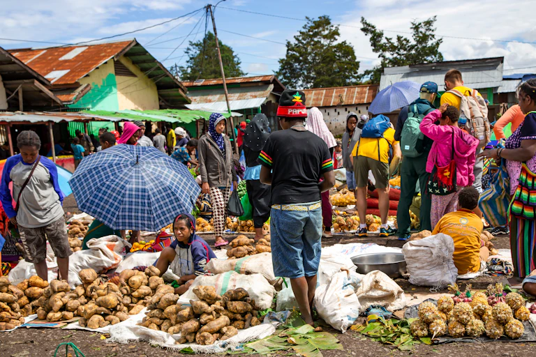 A food market in Papua New Guinea.