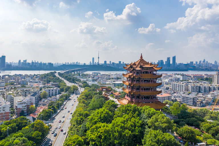 Vue aérienne de la ville de Wuhan.
