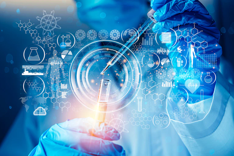 Genetic research and Biotech science concept