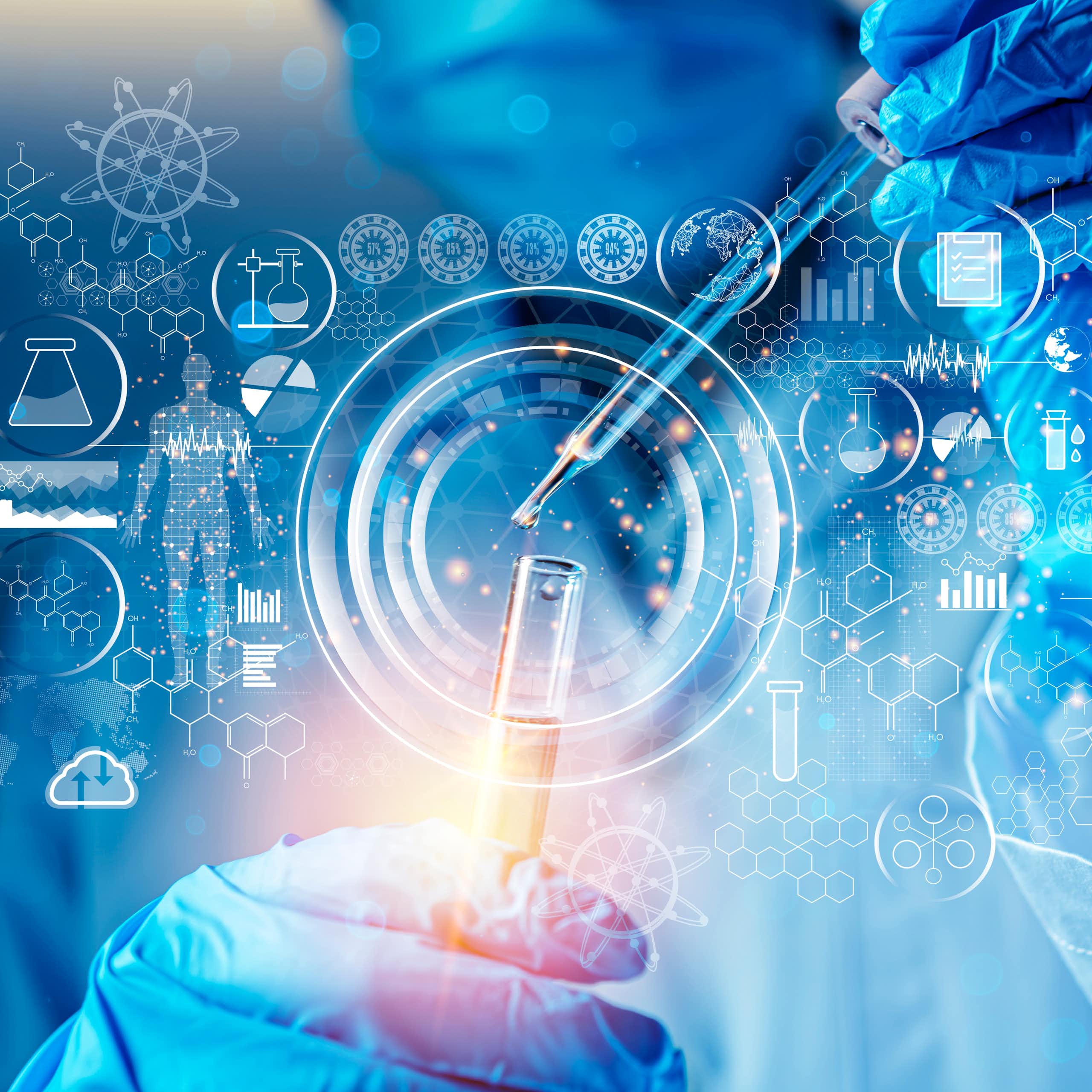 Genetic research and Biotech science concept