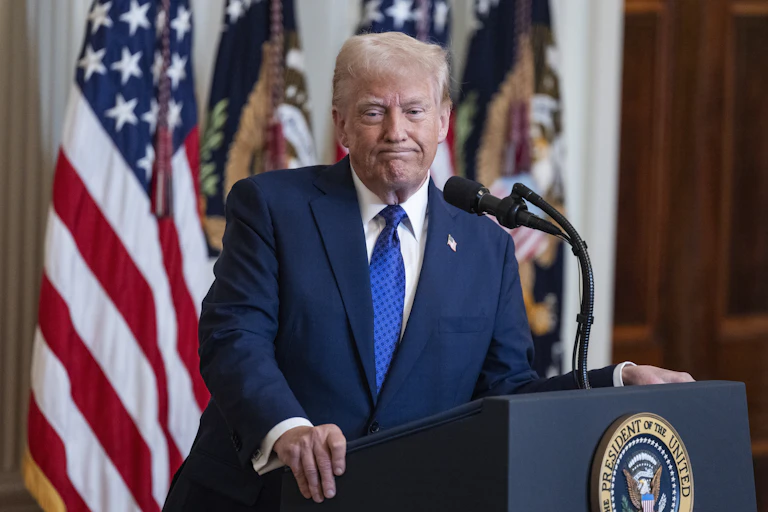 Trump delivering a speech.