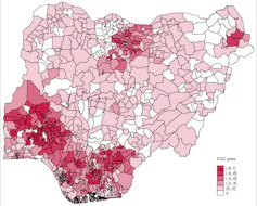 Carte représentant la part des femmes ayant subi des mutilations sexuelles au Nigeria par région en 2018