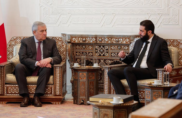 Italy's minister of foreign affairs sat with Ahmed al-Sharaa.