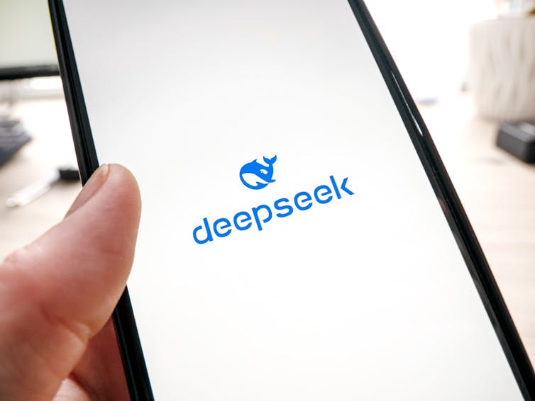 deepseek logo on phone screen