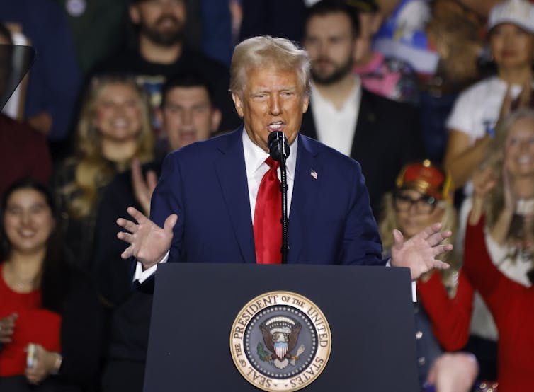 Donald Trump giving a speech