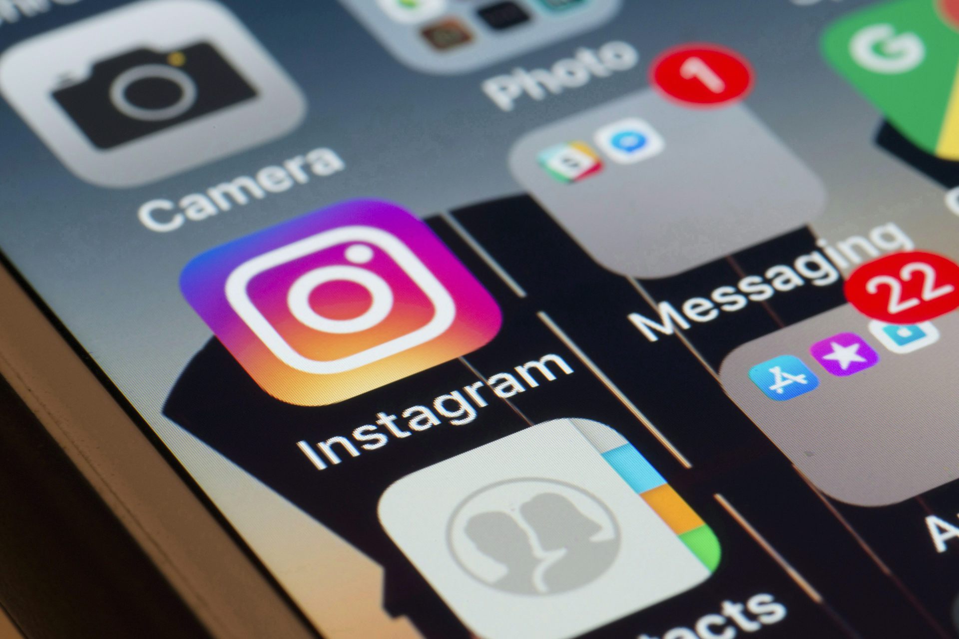 Social media apps on an iPhone.