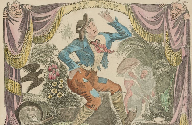 A man in blackface dancing.