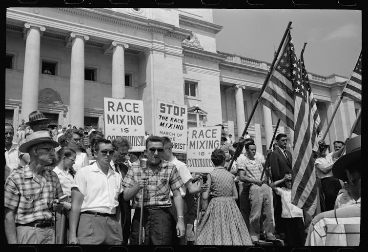 White supremacists at a protest rally.
