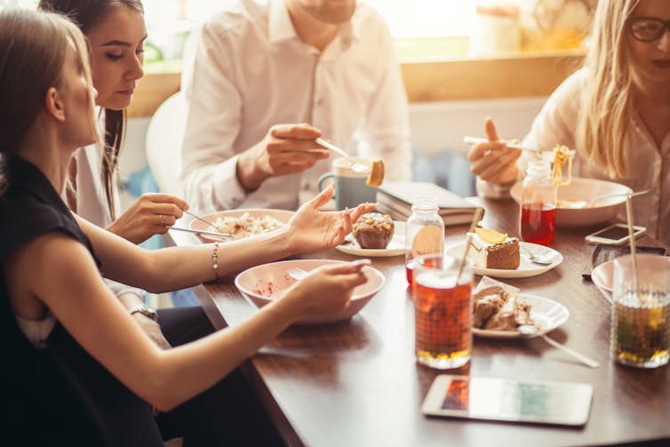 People eating at a table
