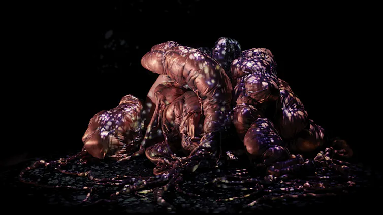 A writhing mass, it's hard to make out. Perhaps they're worms?