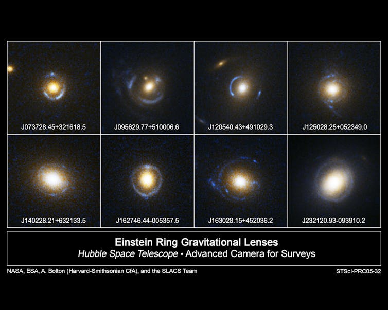 How a long way used to be Einstein? 1 8 pictures of gravitational lenses measured by Hubble
