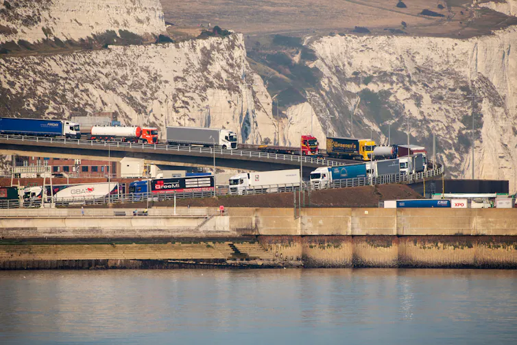 lorries queuing at the port of dover