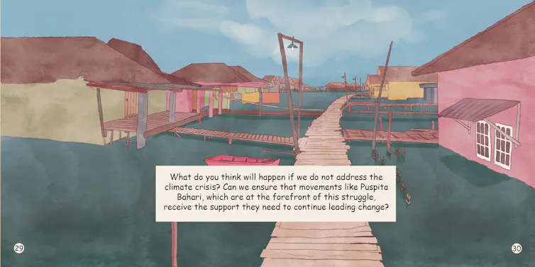 Indonesian village deserted without any people, colourful illustration