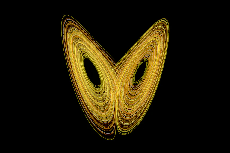 Diagram showing a butterfly-shaped swirl of lines on a black background.