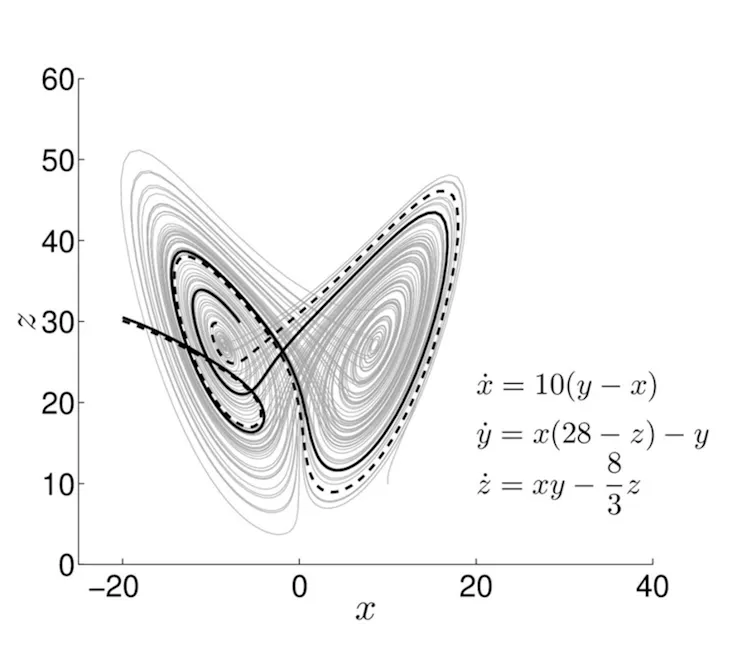 Graph showing butterfly-like swirls on a graph.