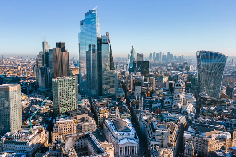 The London cityscape.