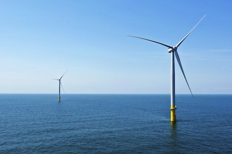 Wind turbines off the Virginia coast.