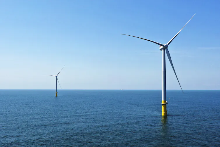 Wind turbines off the Virginia coast.