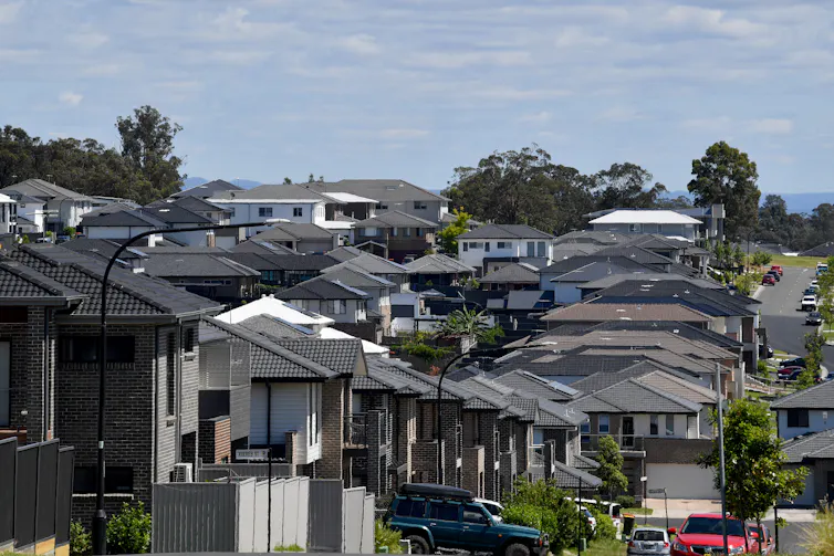 Suburban housing is seen northwest of Sydney