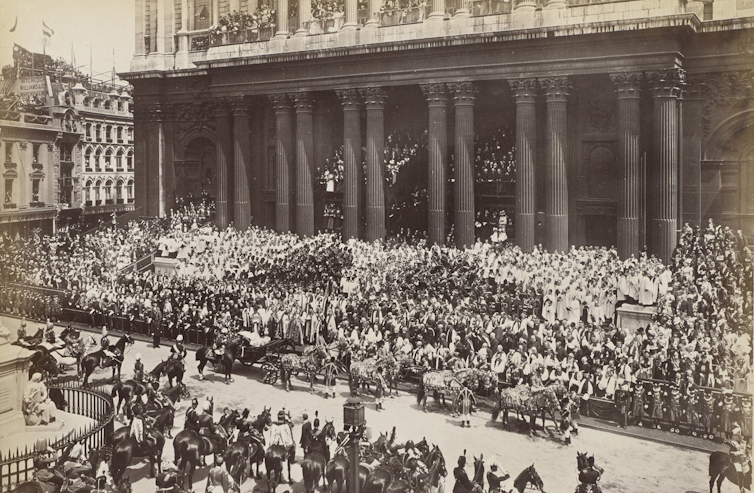 A photo from the same time period of Queen Victoria's Diamond Jubilee in London in 1897.