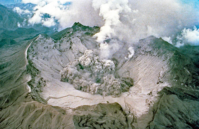 volcano erupting