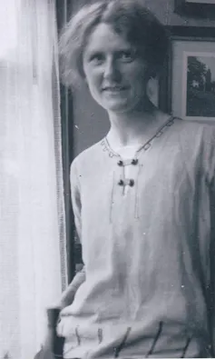 black and white photo of woman looking at camera, Nan Shepherd