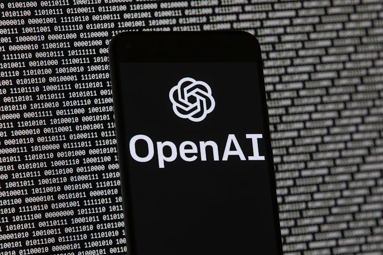 Mobile phone screen displaying the word Openai