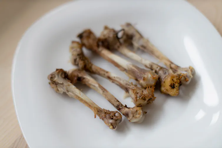 chicken bones on a plate