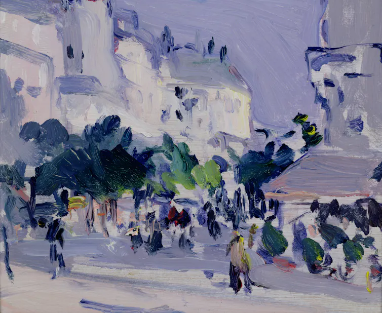 A blue-hued painting of Paris by Scottish colourist S.J. Peploe.