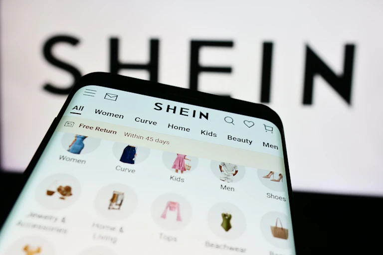 shein app on a phone screen