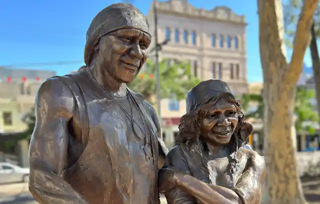 A new public statue of Archie Roach and Ruby Hunter shows a bright ...