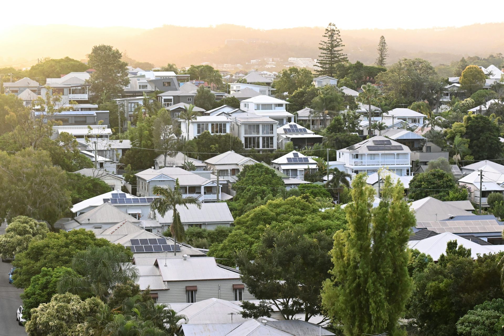 A general view of residential housing over the inner Brisbane suburb of Milton