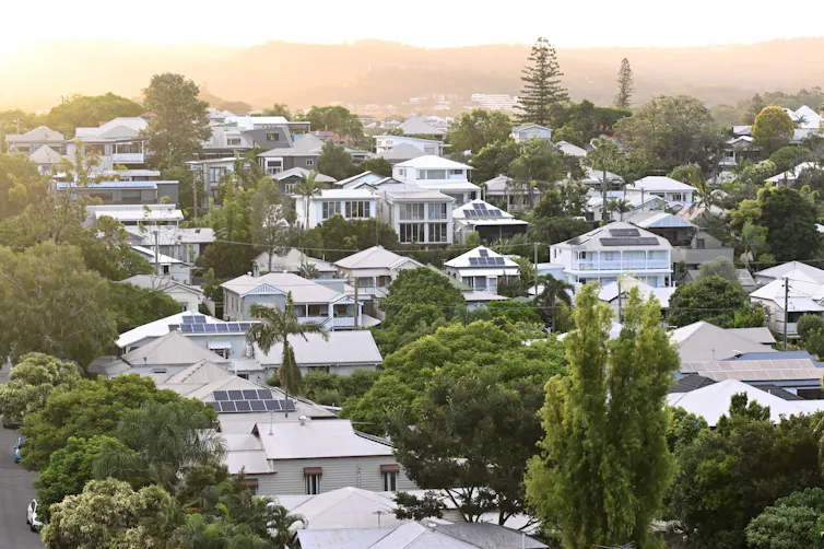 A general view of residential housing over the inner Brisbane suburb of Milton
