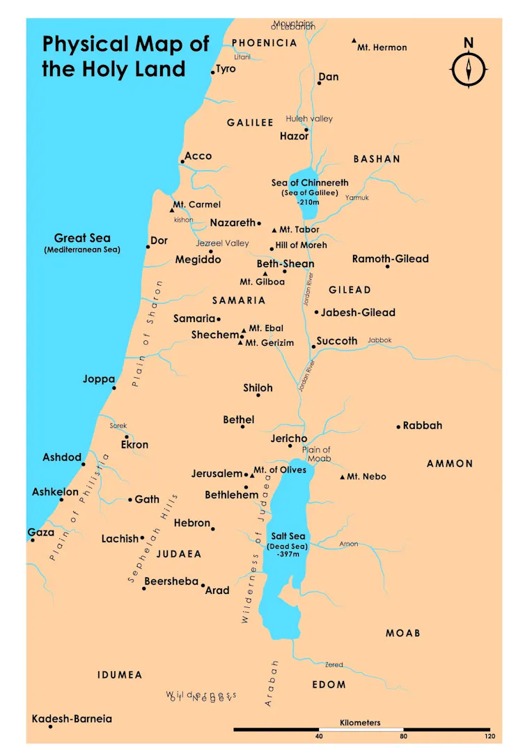 Map showing the Holy Land in old testament times